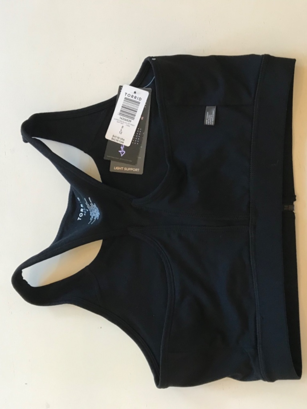 NWT TORRID TRU LOW-IMPACT WIRELESS ZIP-FRONT ACTIVE SPORTS BRA BLACK SIZE 12 - Picture 10 of 11